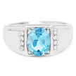 2.18 Carat Genuine London Blue Topaz and White Topaz .925 Sterling Silver Ring