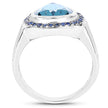5.42 Carat Genuine Blue Topaz and Blue Sapphire .925 Sterling Silver Ring