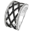 0.92 Carat Genuine Black Diamond & White Diamond .925 Sterling Silver Ring
