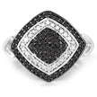 0.56 Carat Genuine White Diamond and Black Diamond .925 Sterling Silver Ring