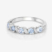0.54 Carat Genuine Aquamarine and White Topaz .925 Sterling Silver Ring