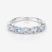 0.54 Carat Genuine Aquamarine and White Topaz .925 Sterling Silver Ring