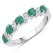 0.54 Carat Genuine Emerald and White Topaz .925 Sterling Silver Ring
