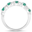 0.54 Carat Genuine Emerald and White Topaz .925 Sterling Silver Ring