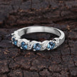 0.74 Carat Genuine London Blue Topaz and White Topaz .925 Sterling Silver Ring