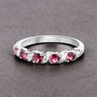 0.64 Carat Genuine Pink Tourmaline and White Topaz .925 Sterling Silver Ring