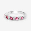 0.64 Carat Genuine Pink Tourmaline and White Topaz .925 Sterling Silver Ring