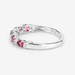 0.64 Carat Genuine Pink Tourmaline and White Topaz .925 Sterling Silver Ring