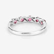 0.64 Carat Genuine Pink Tourmaline and White Topaz .925 Sterling Silver Ring