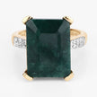 7.64 Carat Dyed Emerald and White Diamond .925 Sterling Silver Ring