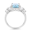 3.38 Carat Genuine Blue Topaz & White Topaz .925 Sterling Silver Ring