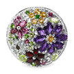 4.02 Carat Genuine Multi Stones .925 Sterling Silver Ring