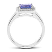 1.12 Carat Genuine Tanzanite and White Topaz .925 Sterling Silver Ring