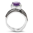 2.31 Carat Genuine Amethyst, Black Spinel and White Diamond .925 Sterling Silver Ring