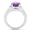 3.32 Carat Genuine  Amethyst and White Topaz .925 Sterling Silver Ring