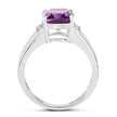 2.65 Carat Genuine  Amethyst and White Topaz .925 Sterling Silver Ring