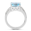 4.62 Carat Genuine Blue Topaz and White Topaz .925 Sterling Silver Ring
