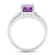 1.85 Carat Genuine  Amethyst and White Topaz .925 Sterling Silver Ring
