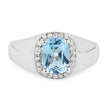 1.62 Carat Genuine Blue Topaz and White Topaz .925 Sterling Silver Ring