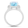 4.28 Carat Genuine Blue Topaz and White Topaz .925 Sterling Silver Ring