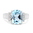4.28 Carat Genuine Blue Topaz and White Topaz .925 Sterling Silver Ring