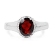 2.63 Carat Genuine  Garnet and White Topaz .925 Sterling Silver Ring