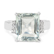 5.54 Carat Genuine Green Amethyst and White Topaz .925 Sterling Silver Ring