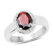2.58 Carat Genuine  Garnet and White Topaz .925 Sterling Silver Ring