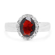 2.58 Carat Genuine  Garnet and White Topaz .925 Sterling Silver Ring
