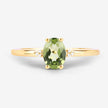 0.85 Carat Genuine Peridot and White Diamond 10K Yellow Gold Ring