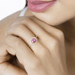 0.68 Carat Genuine Ruby and White Diamond 14K Yellow Gold Ring
