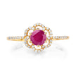 0.68 Carat Genuine Ruby and White Diamond 14K Yellow Gold Ring