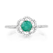 0.55 Carat Genuine Zambian Emerald and White Diamond 14K White Gold Ring