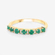 0.41 Carat Genuine Zambian Emerald and White Diamond 14K Yellow Gold Ring