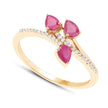 0.68 Carat Genuine Ruby and White Diamond 14K Yellow Gold Ring