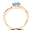 1.04 Carat Genuine Swiss Blue Topaz and White Diamond 14K Yellow Gold Ring