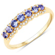 0.51 Carat Genuine Tanzanite and White Diamond 14K Yellow Gold Ring