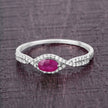 0.40 Carat Genuine Ruby and White Diamond 14K White Gold Ring