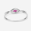 0.40 Carat Genuine Ruby and White Diamond 14K White Gold Ring