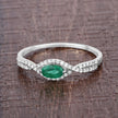 0.32 Carat Genuine Zambian Emerald and White Diamond 14K White Gold Ring