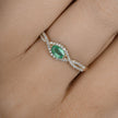 0.32 Carat Genuine Zambian Emerald and White Diamond 14K Yellow Gold Ring
