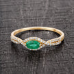 0.32 Carat Genuine Zambian Emerald and White Diamond 14K Yellow Gold Ring