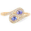 0.42 Carat Genuine Tanzanite and White Diamond 14K Yellow Gold Ring