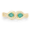 0.35 Carat Genuine Zambian Emerald and White Diamond 14K Yellow Gold Ring