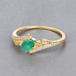 0.51 Carat Genuine Zambian Emerald and White Diamond 14K Yellow Gold Ring