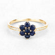 0.45 Carat Genuine Blue Sapphire and White Diamond 10K Yellow Gold Ring