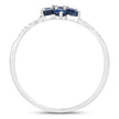 0.59 Carat Genuine Blue Sapphire and White Diamond 14K White Gold Ring