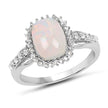 1.55 Carat Genuine Ethiopian Opal and White Topaz .925 Sterling Silver Ring
