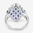 3.48 Carat Genuine Blue Sapphire and White Zircon .925 Sterling Silver Ring