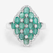 2.68 Carat Genuine Zambian Emerald and White Zircon .925 Sterling Silver Ring
